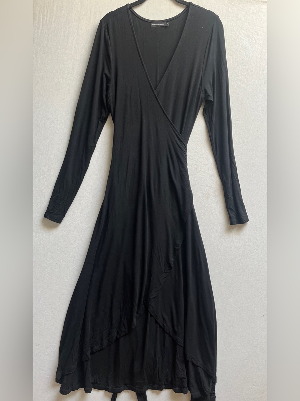EmmyDeveaux Black Long-Sleeve Wrap Dress Sz S